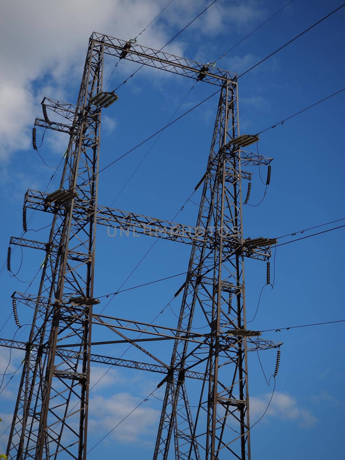 Power line, High-voltage tower for transmission of electricity. by Olga26