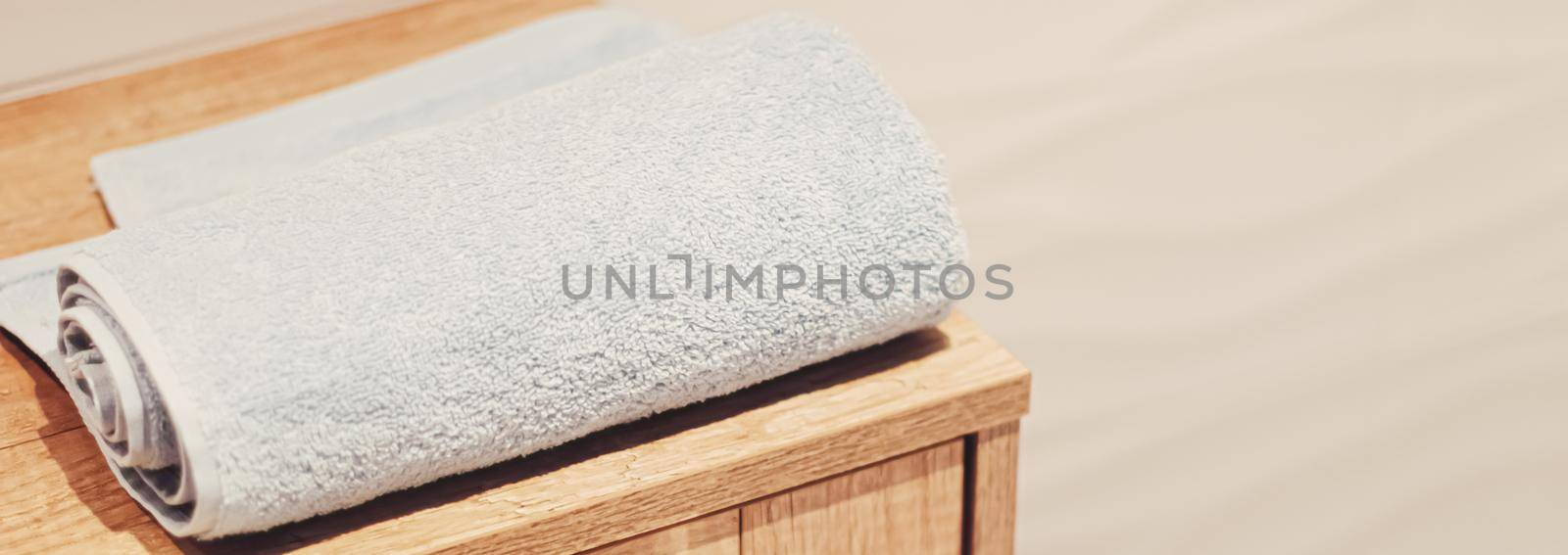 Organic and sustainable bath towel in an eco-friendly bathroom, home decor and luxury interior design by Anneleven