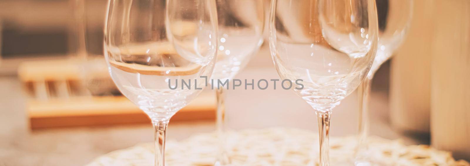 Wine glasses served for family dinner in the kitchen, home decor and luxury interior design by Anneleven