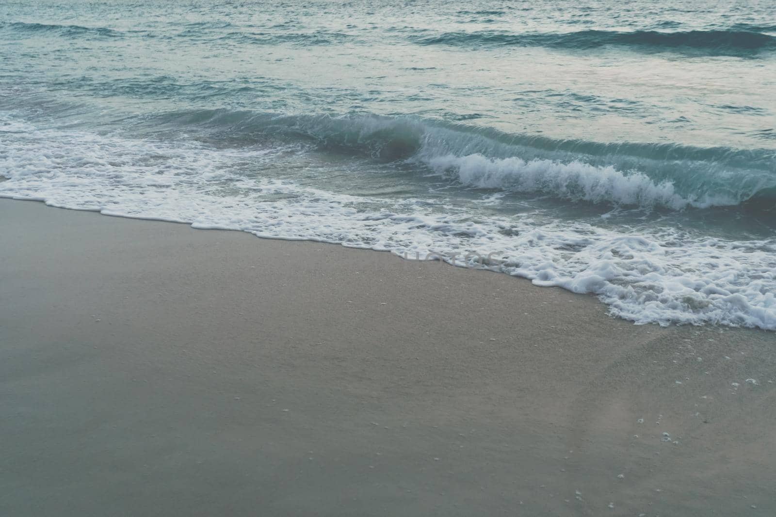 Film vintage fade tone of ocean sea wave beach summer background landscape on vacation day. 