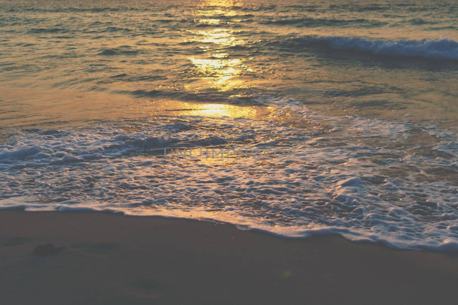 Colorful vibrant ocean sea wave beach summer background landscape on vacation day. 