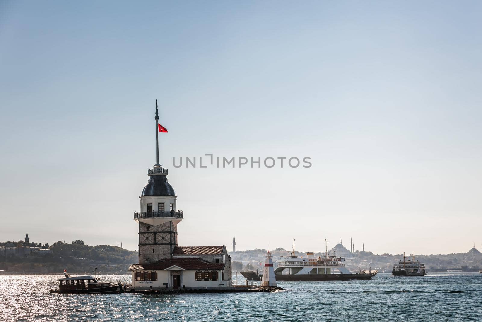 The Maiden's Tower since the medieval Byzantine period, is a tower lying on a small islet located at the southern entrance of the Bosphorus in Istanbul, Turkey.