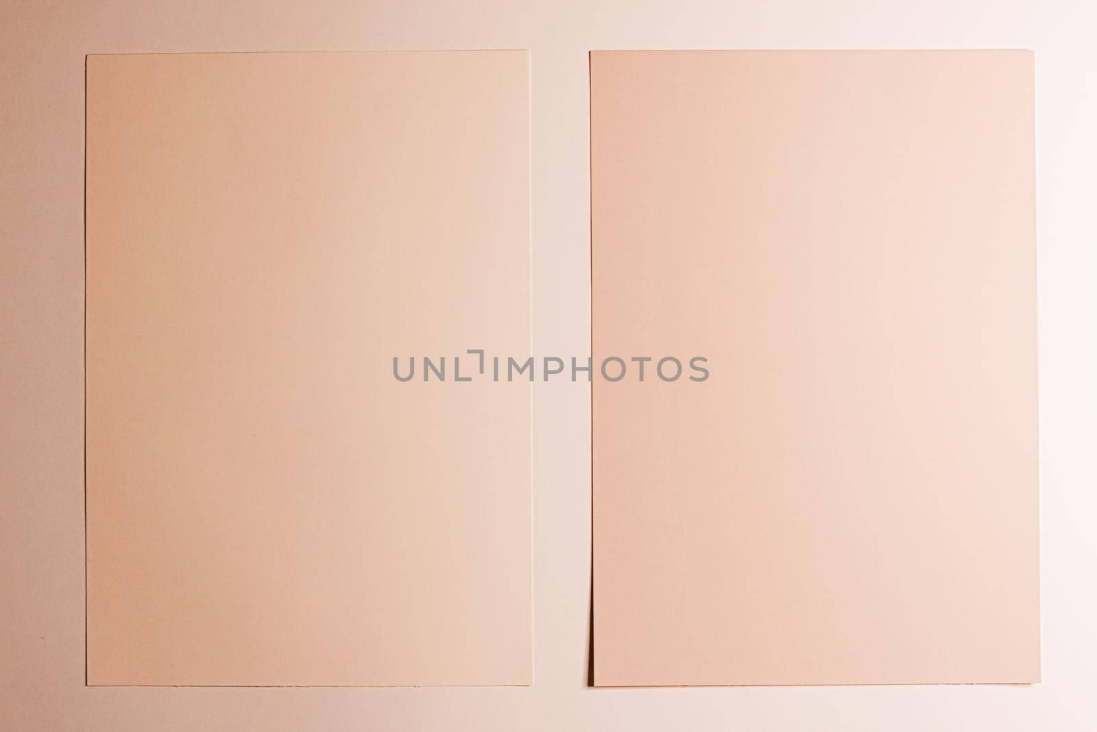 Beige A4 papers as office stationery flatlay, luxury branding flat lay and brand identity design for mockups