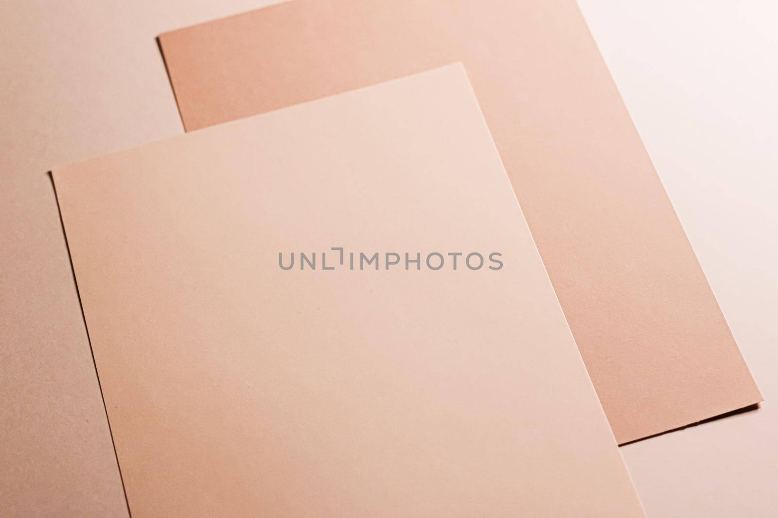 Beige A4 papers as office stationery flatlay, luxury branding flat lay and brand identity design for mockup by Anneleven