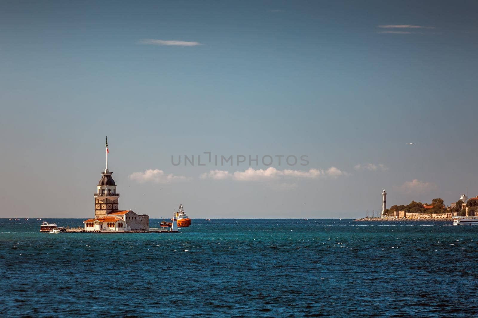 The Maiden's Tower since the medieval Byzantine period, is a tower lying on a small islet located at the southern entrance of the Bosphorus in Istanbul, Turkey.
