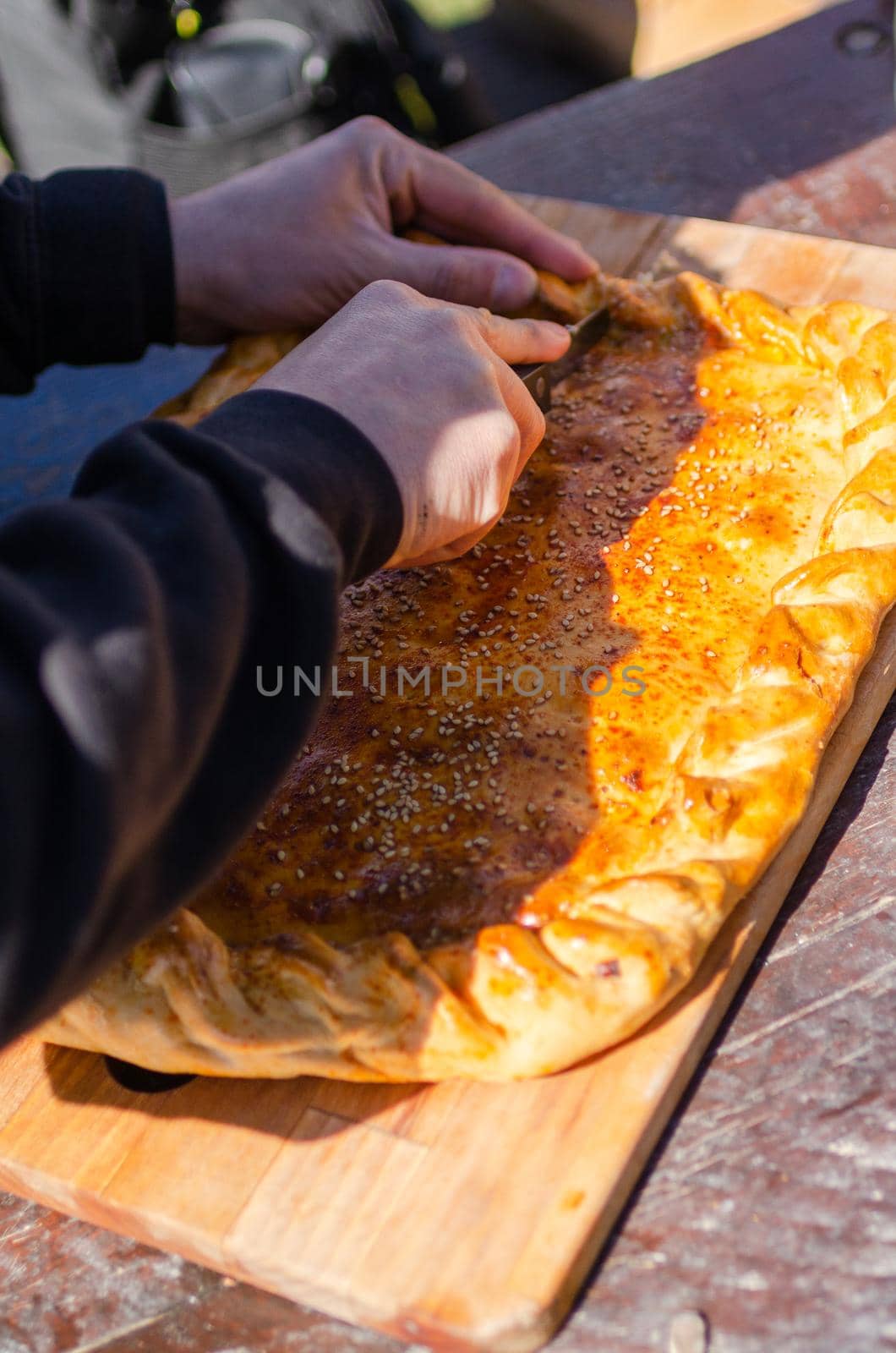Galician empanada picnic on sunny day by martinscphoto