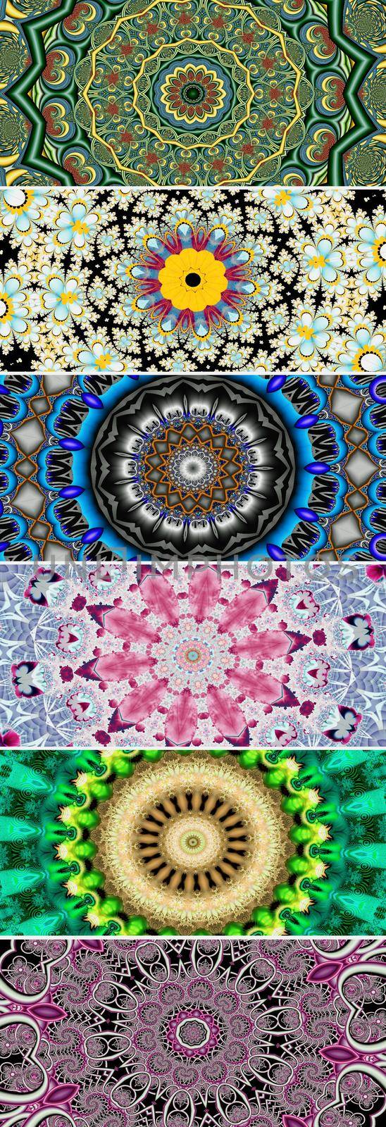Collection of fractal mandalas banners by stocklady