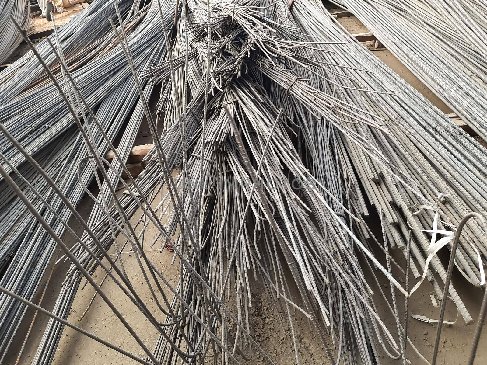 Steel rods used to reinforce concrete in construction