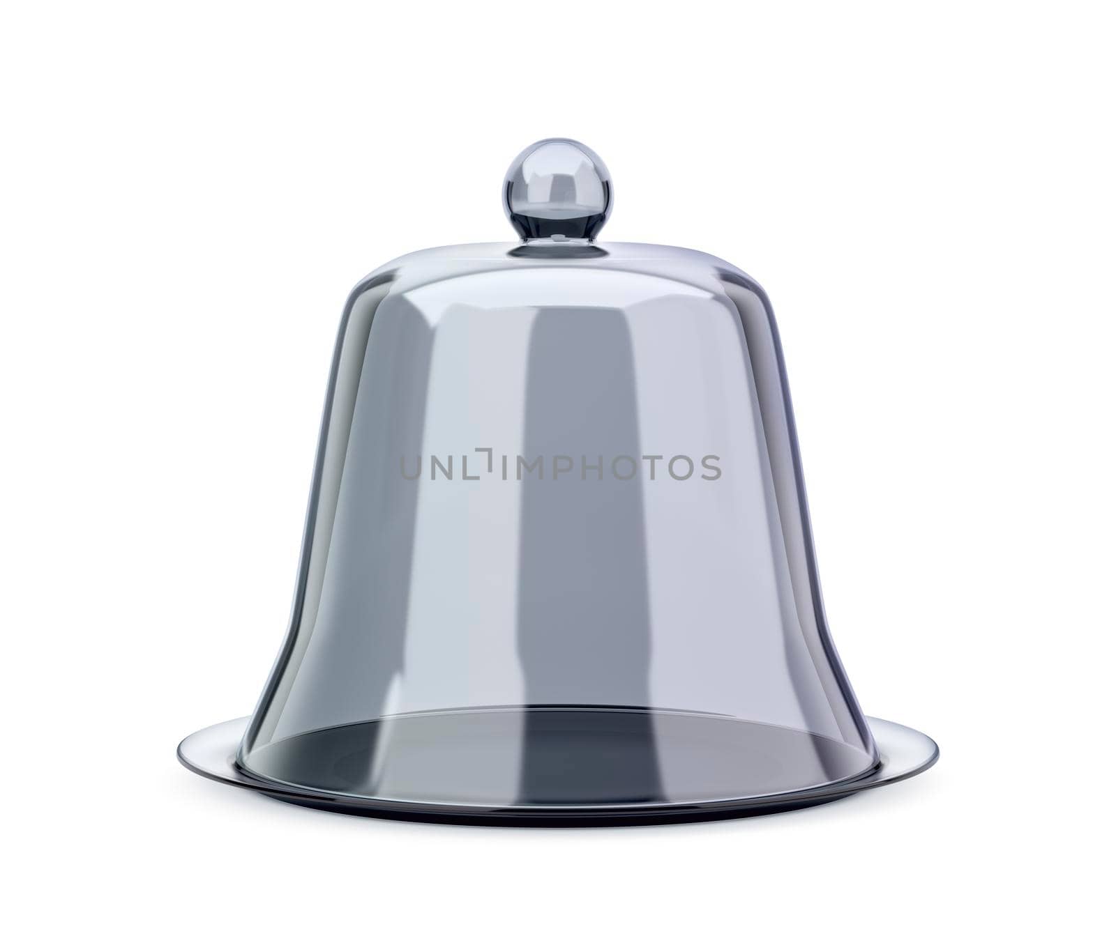 Empty glass cloche isolated on white background