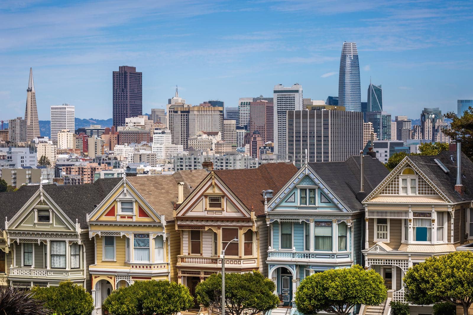 Famous houses are Painted Ladies is the row of Victorian houses across Alamo Square Park.