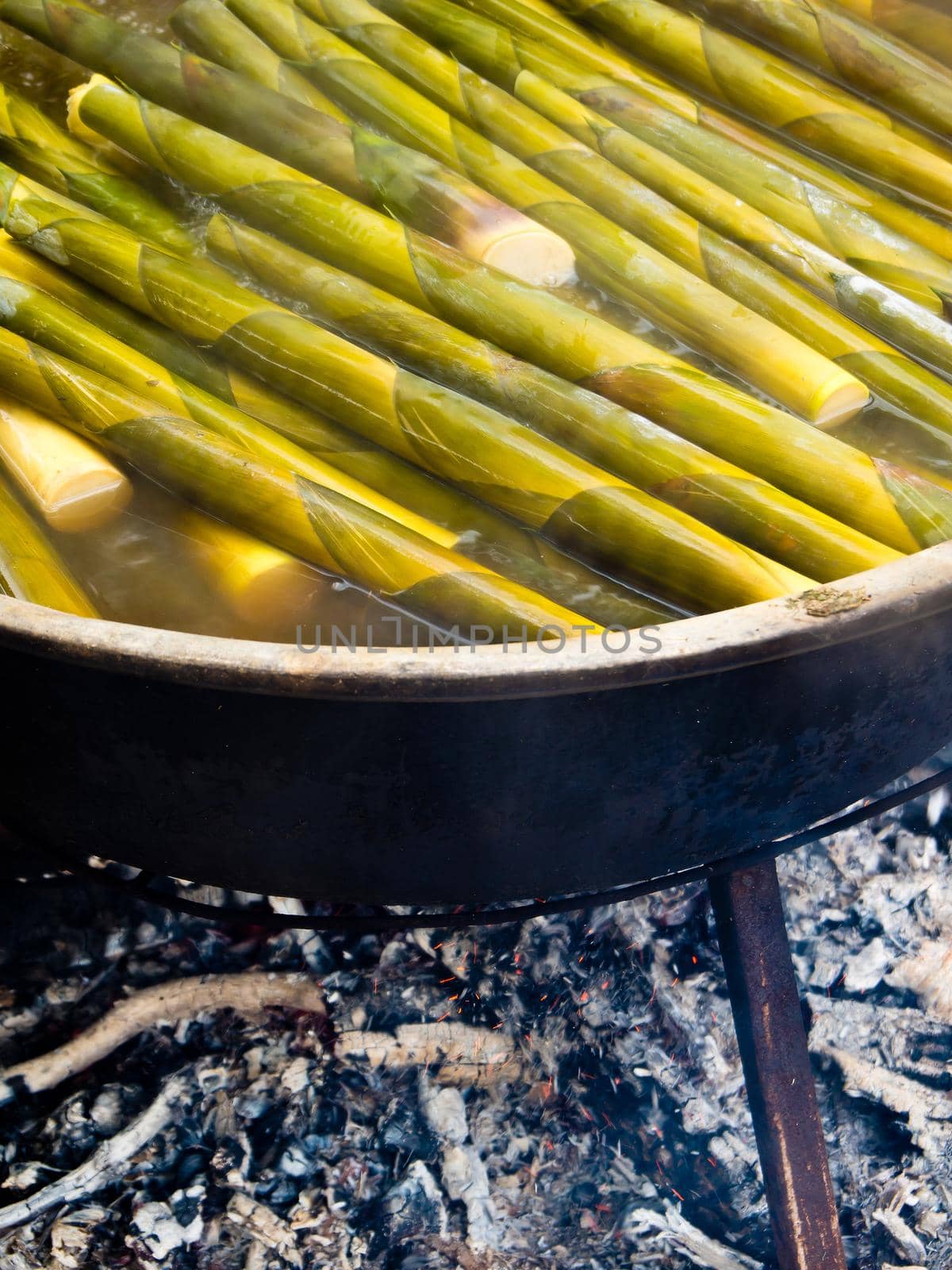 bamboo shoot boil in hot water by Satakorn