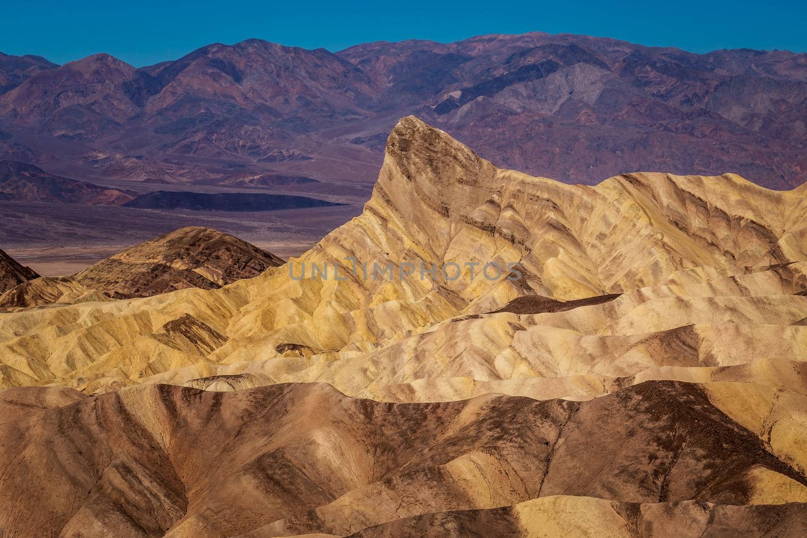Ridges form a hilly landscape in Death Valley National Park.
