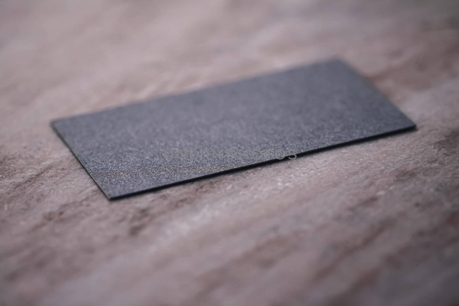 Black business card flatlay on stone background, luxury branding flat lay and brand identity design for mockup by Anneleven