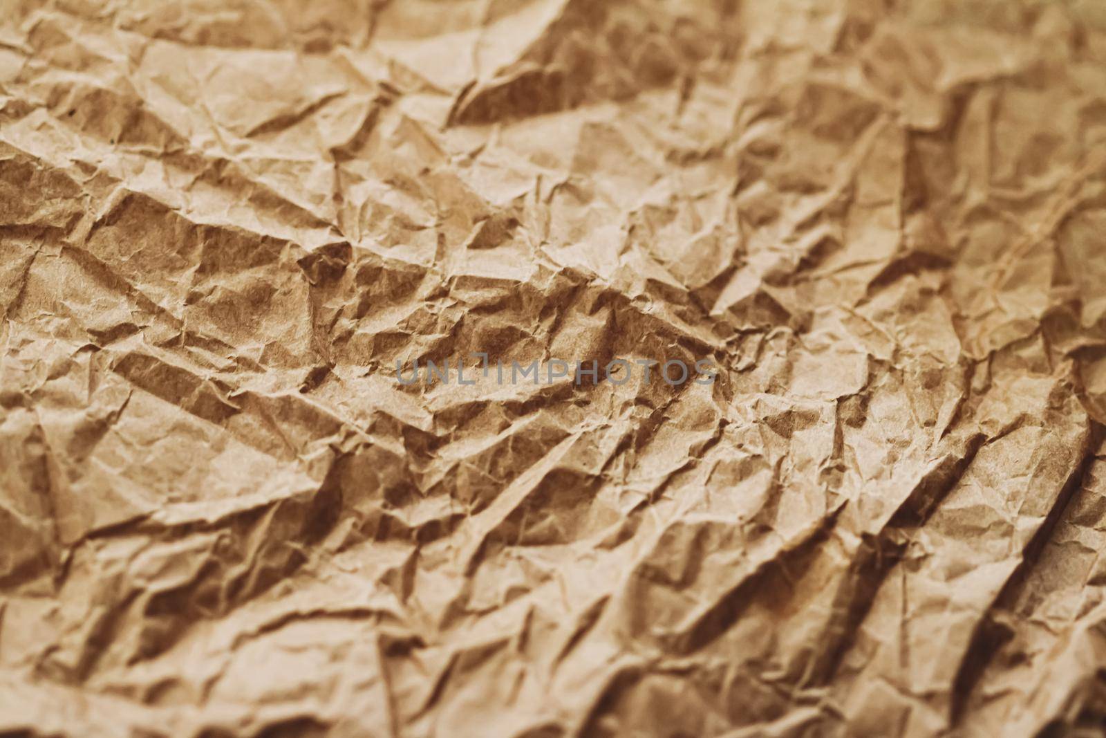 Crumpled brown parchment paper flatlay background, luxury branding flat lay and brand identity design for mockups