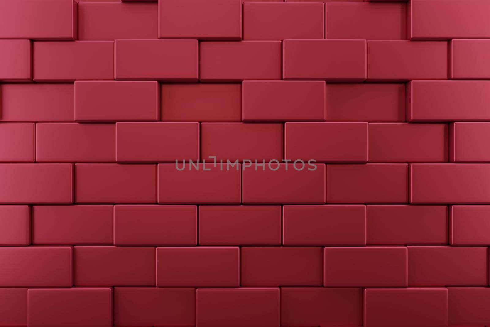 Red abstract background with geometric shape square pattern for a product show. 3D Rendering.