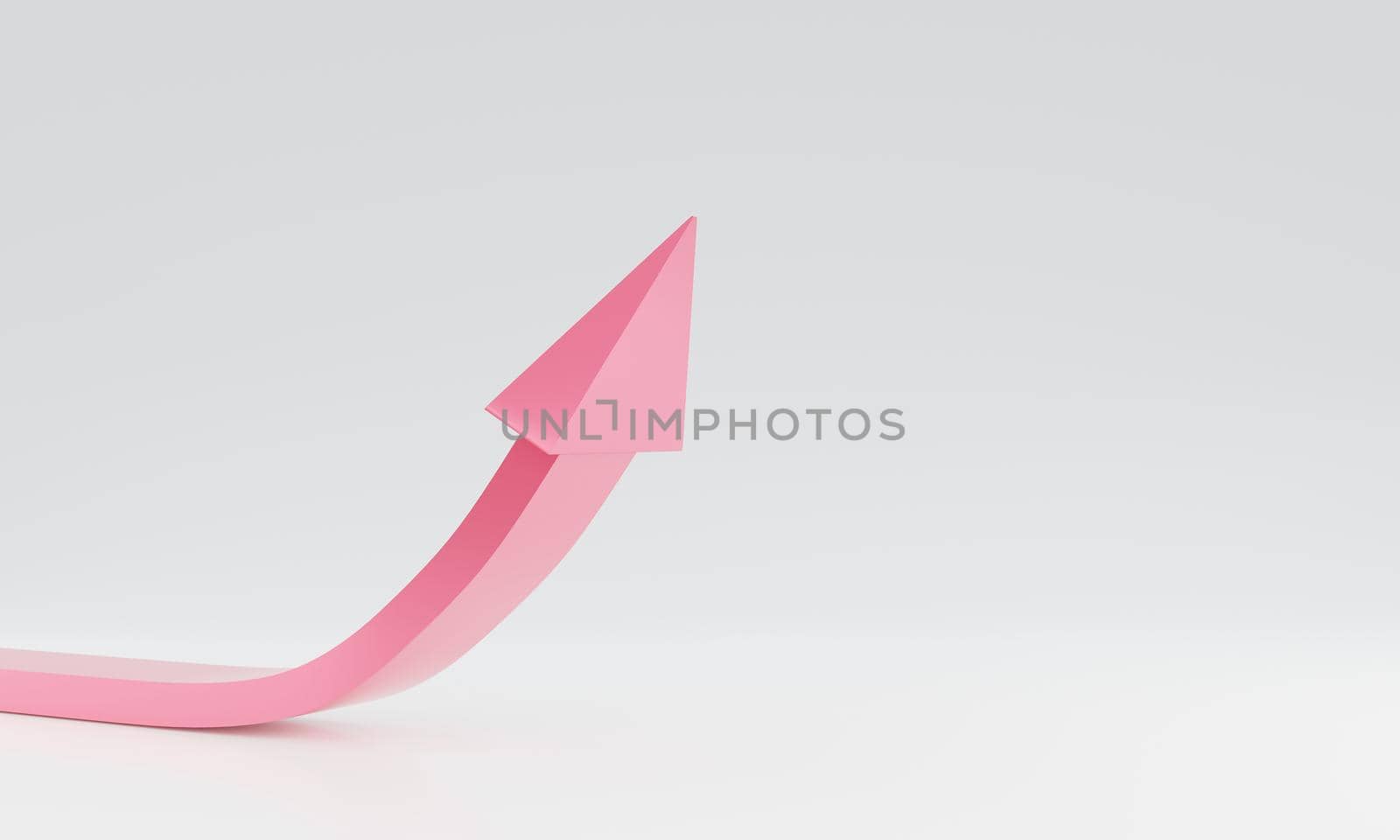 3D arrow upwards pink color arrow graph on a white background object 3d rendering by yodsawai