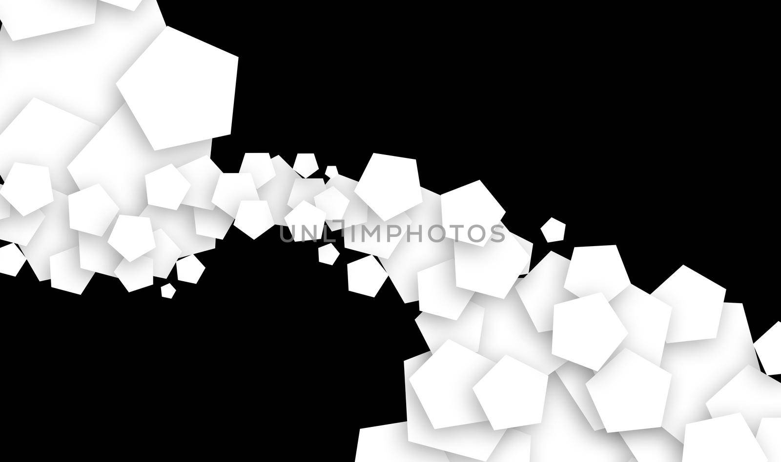 Pentagon shape fractal design emerging from both corner stock photoAbstract, At The Edge Of, Backgrounds, Black And White, Black Background by tabishere