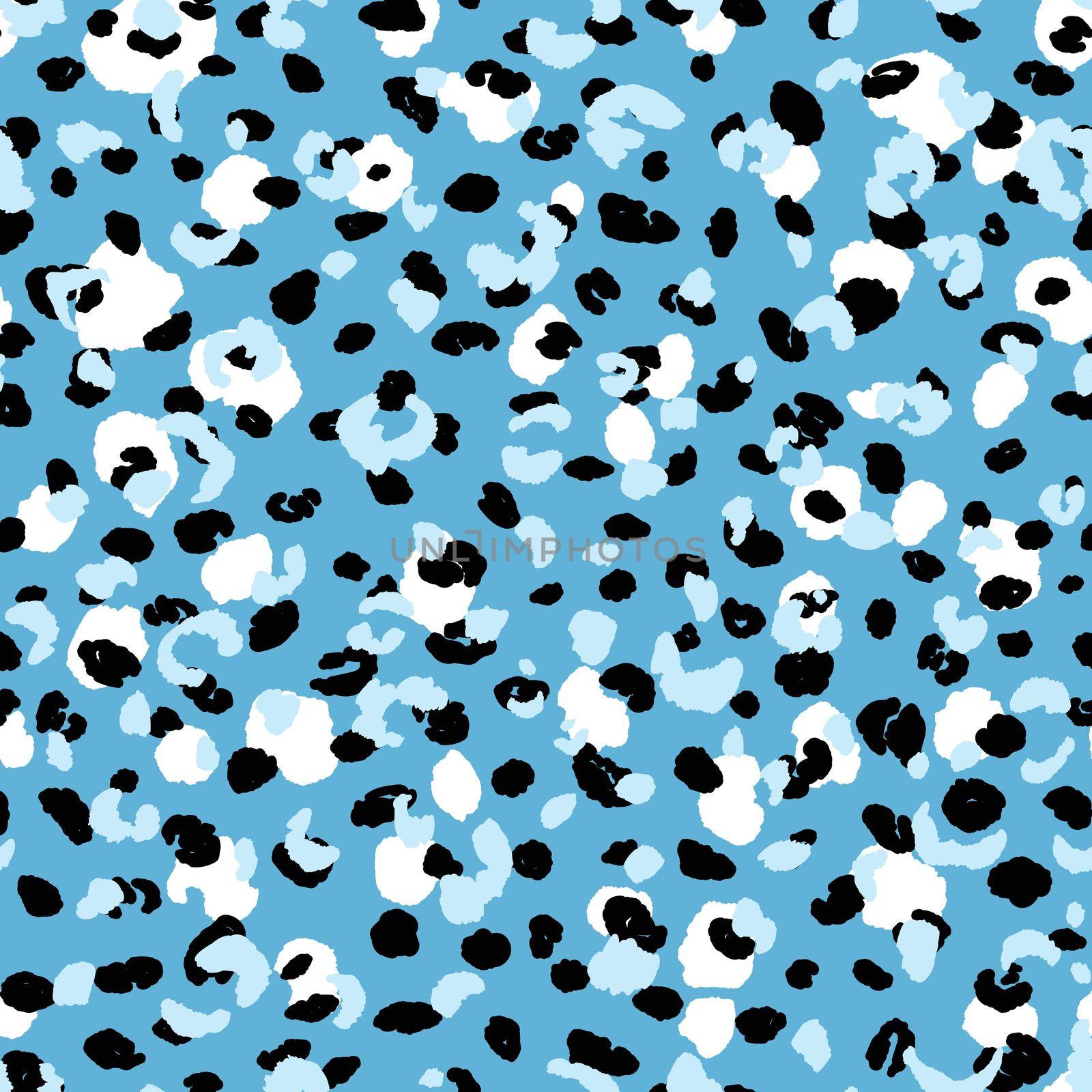 Abstract modern leopard seamless pattern. Animals trendy background. Beige and blue decorative vector stock illustration for print, card, postcard, fabric, textile. Modern ornament of stylized skin by allaku