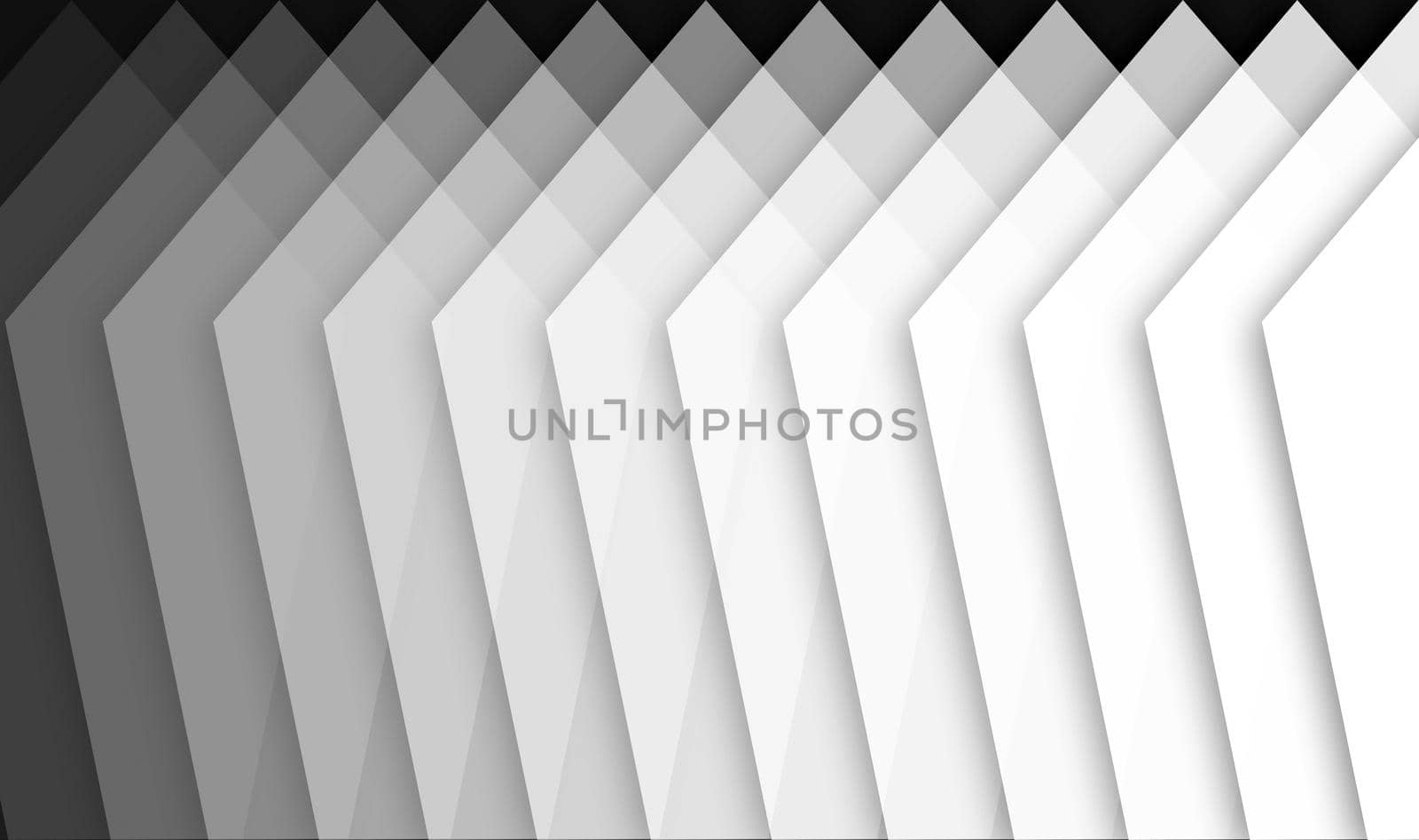 design template showing abstract gradient of white and black from black to white, shapes are one pentagon position at equal distance with 7% of opacity down from black to white