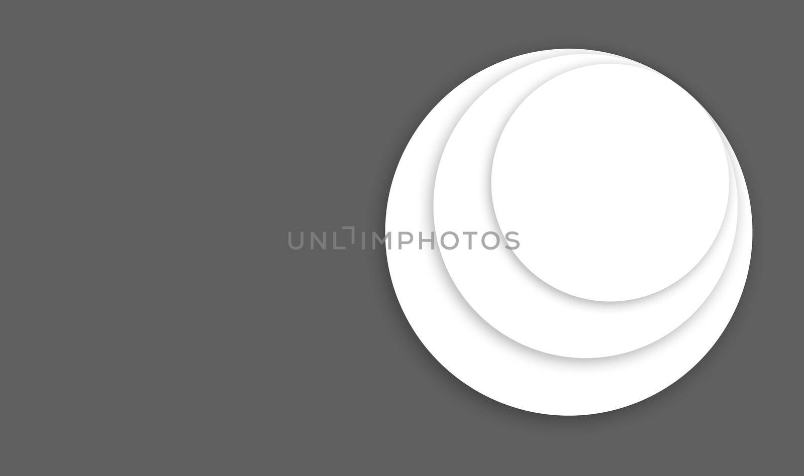 three circles overlapping on each other in a gray background with soft shadow, layered image ready to print for cards, invitation, design print