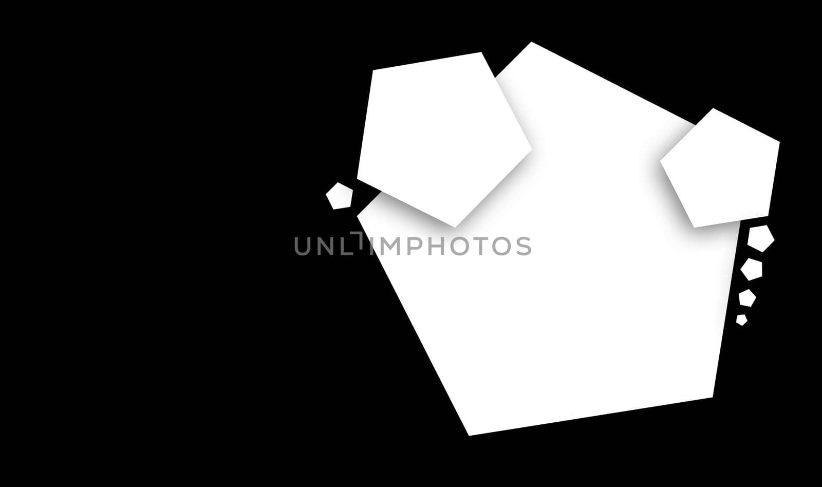 pentagon design creating a design by overlapping on each other in black isolated background with soft shadow, layered image ready to print for cards, invitation, design print