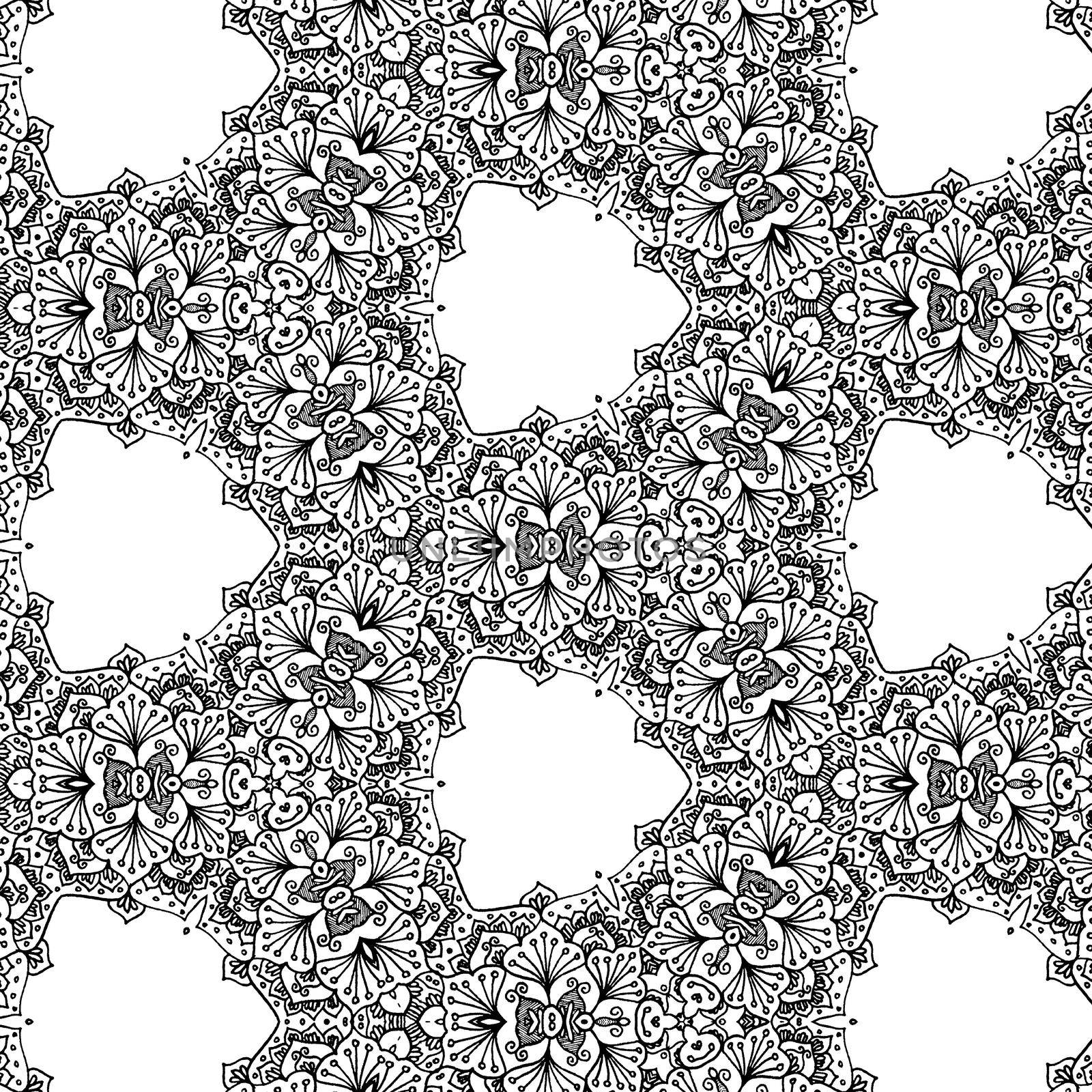 Beautiful and elegant monochromatic and grey symmetrical mandala designs on solid sheet of wallpaper. by tabishere
