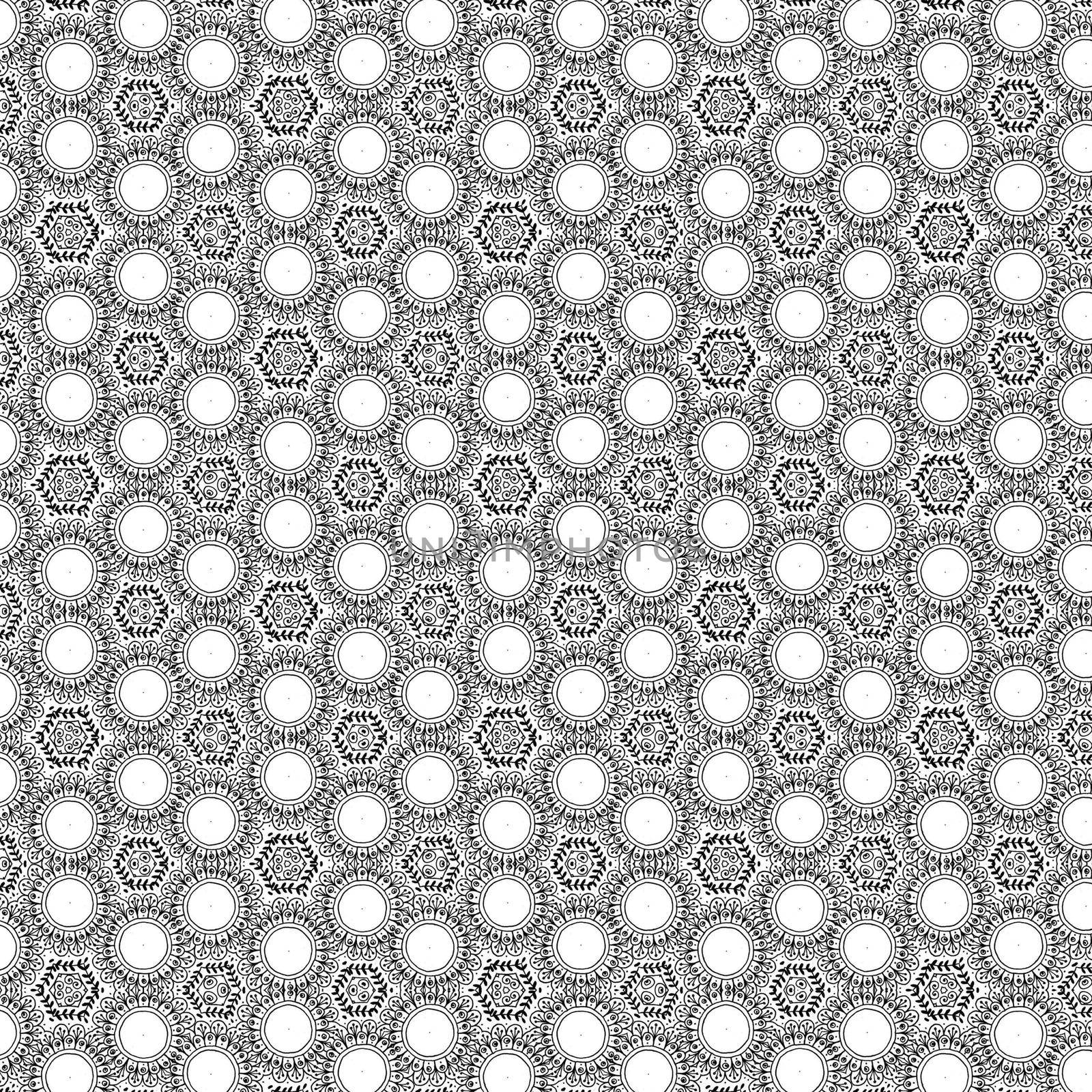 Beautiful and elegant monochromatic and grey symmetrical mandala designs on solid sheet of wallpaper