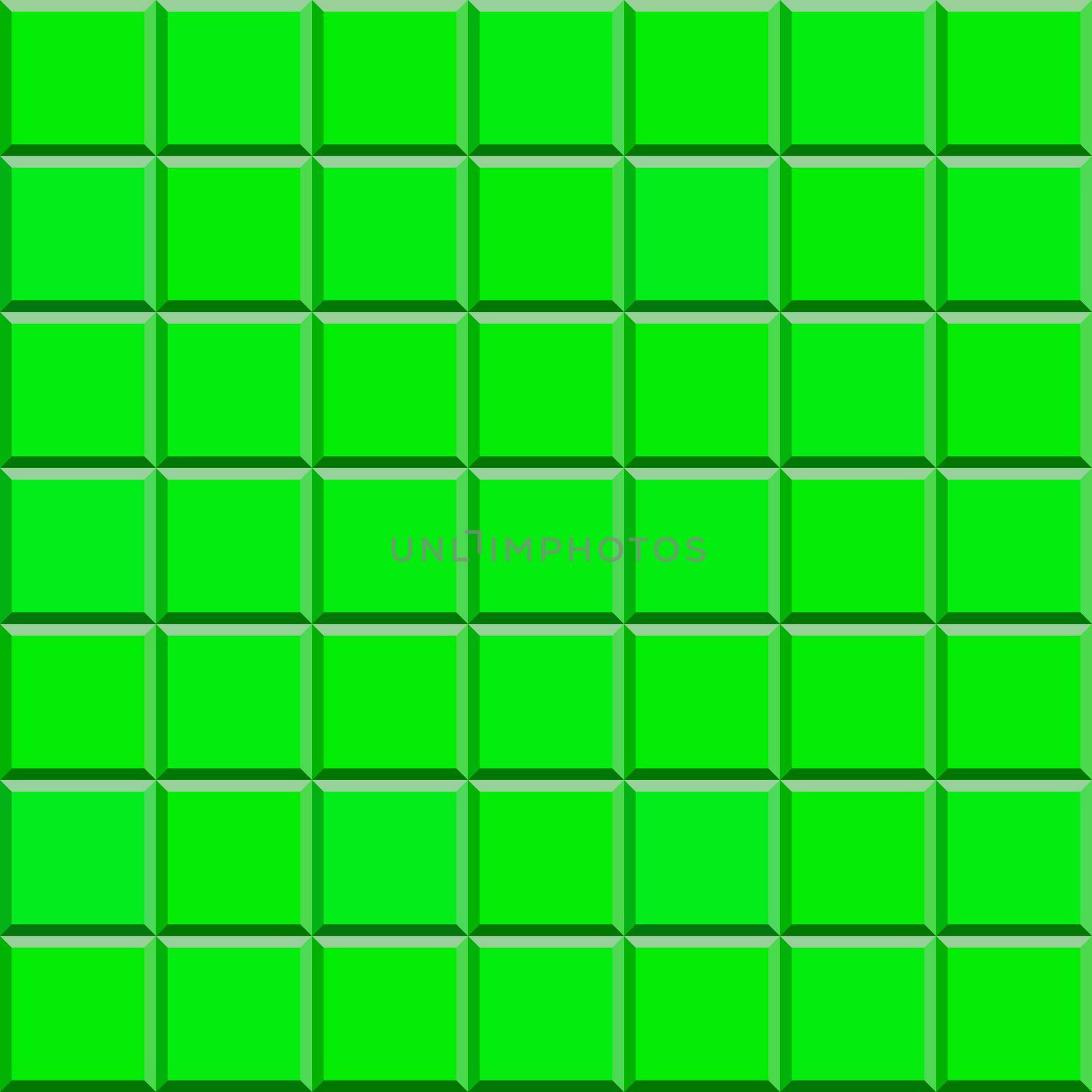 Green square pattern on solid sheet of wallpaper. Concept of home decor and interior designing by tabishere
