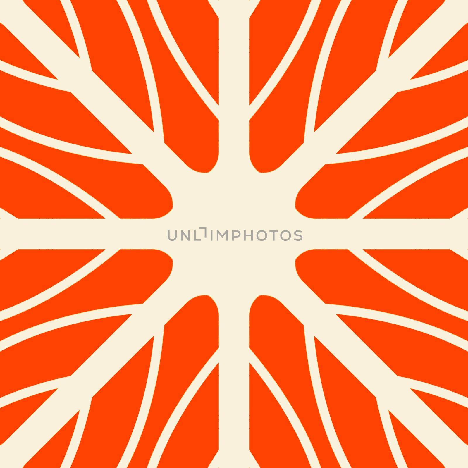 Beautiful shades of orange color symmetrical patterns illustration designs. Concept of home decor and interior designing. by tabishere