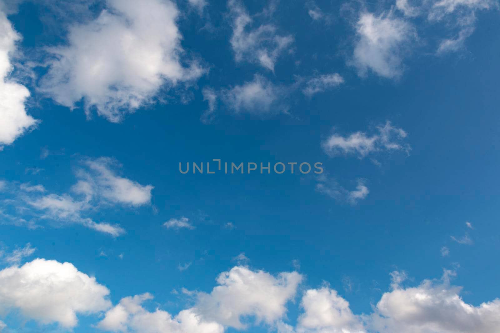 Cloudy sky with a nice blue background in Barcelona, Spain.