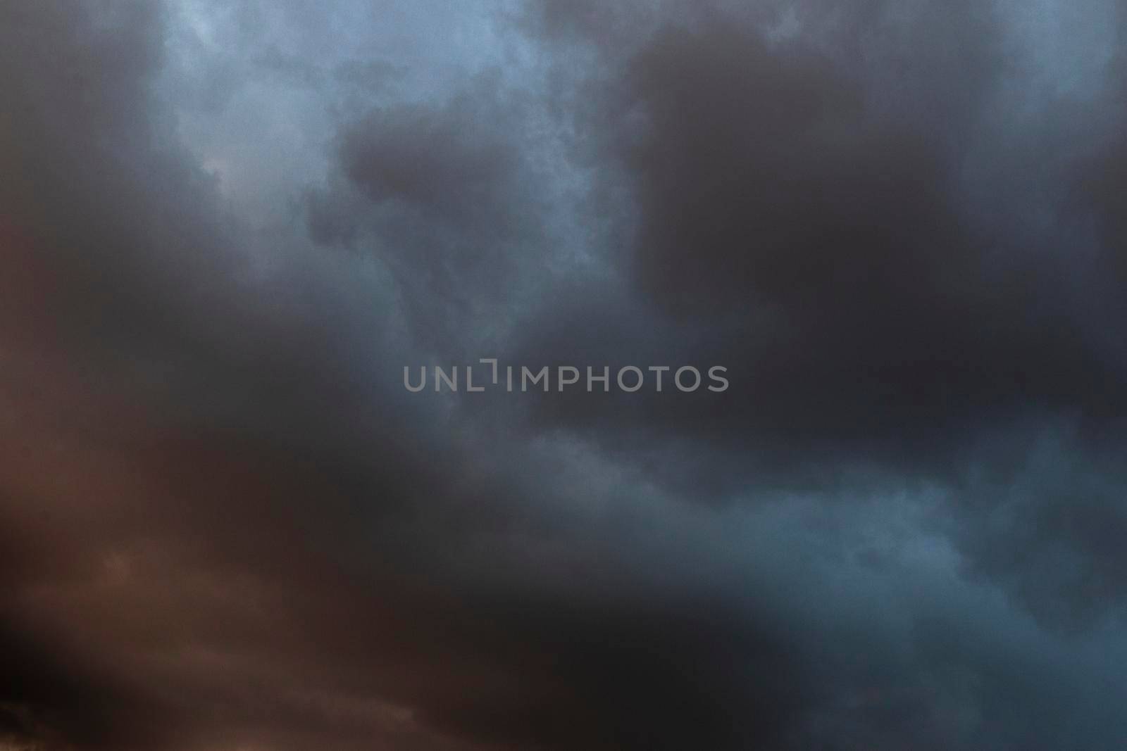 Sky with storm clouds at sunset in Barcelona, Spain.