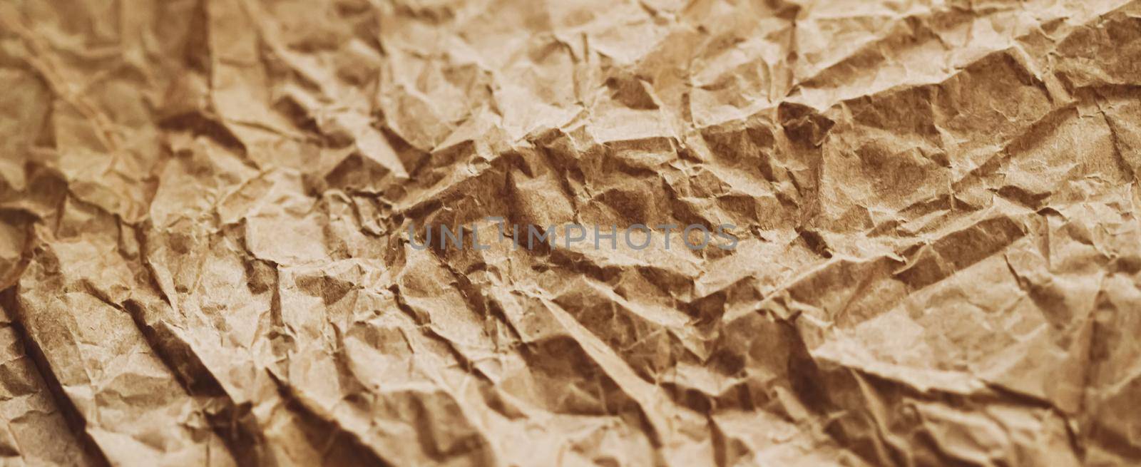 Crumpled brown parchment paper flatlay background, luxury branding flat lay and brand identity design for mockup by Anneleven