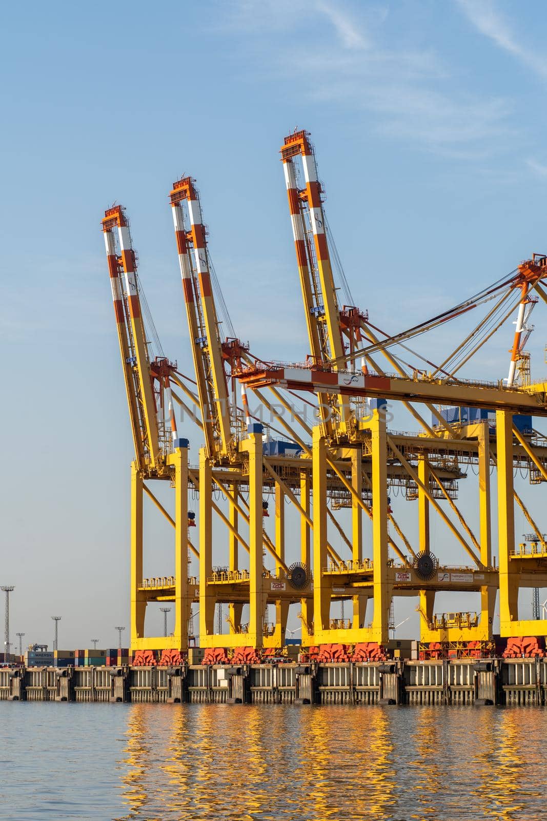 Bremerhaven, Geramny - September 15, 2020: Gantry cranes at EUROGATE Container Terminal