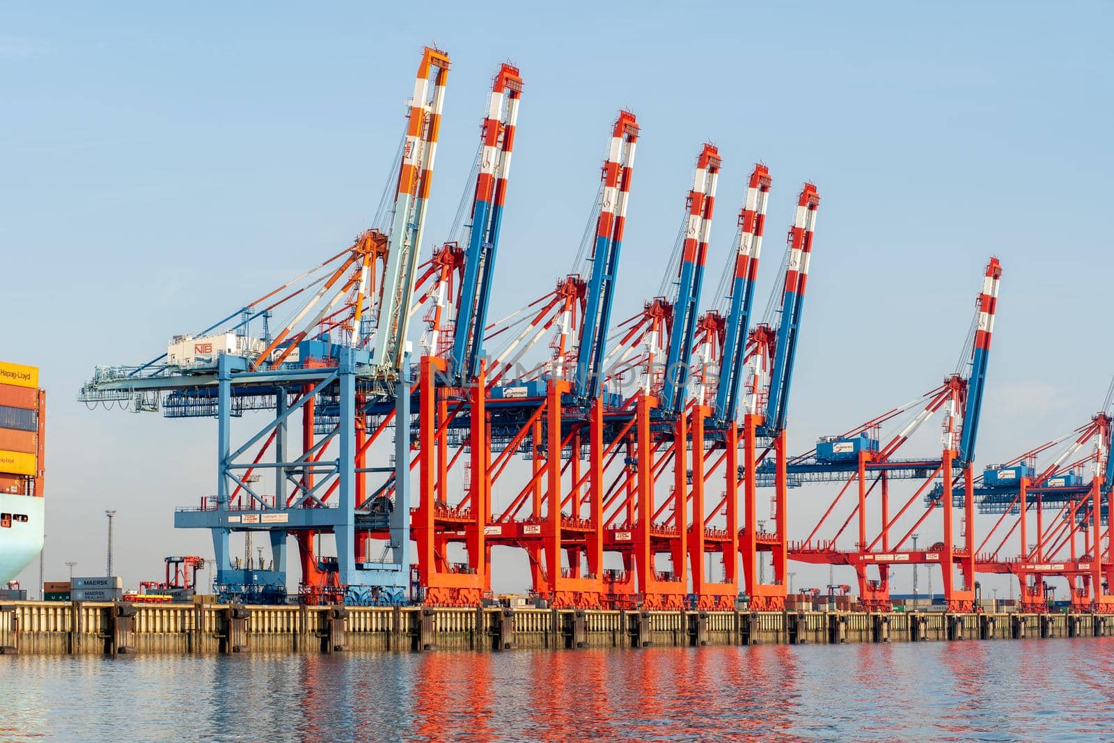 Bremerhaven, Geramny - September 15, 2020: Gantry cranes at EUROGATE Container Terminal