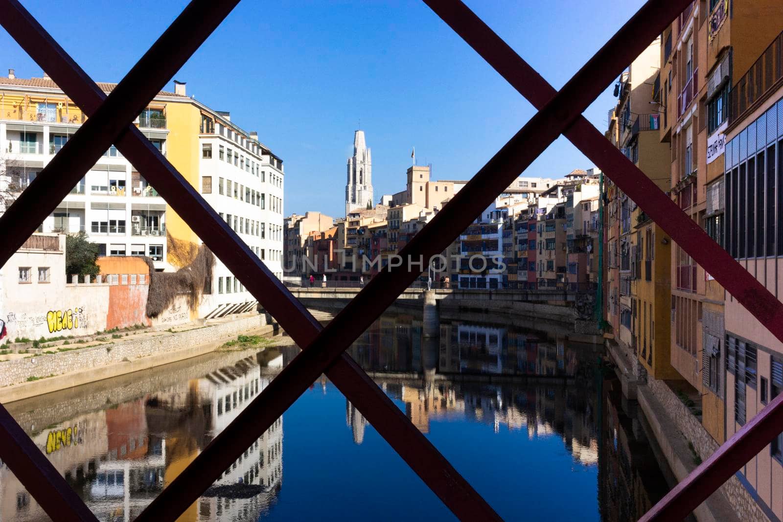 River of the City of Girona in Catalonia, Spain