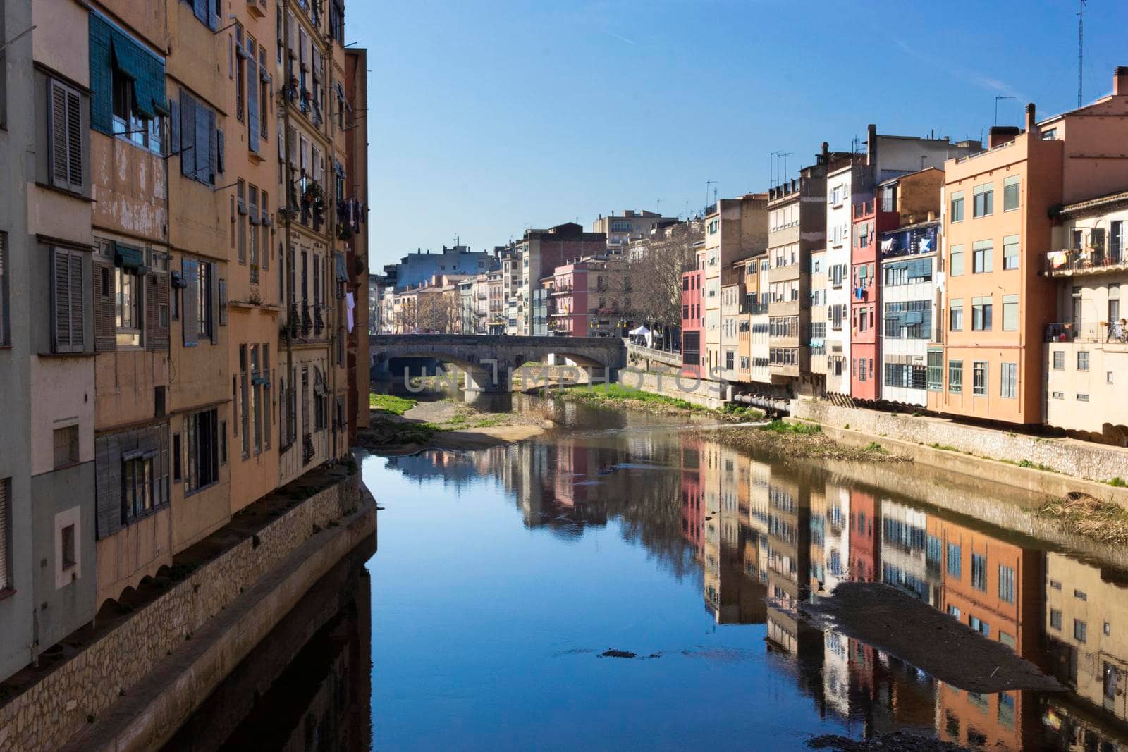 River of the City of Girona in Catalonia, Spain