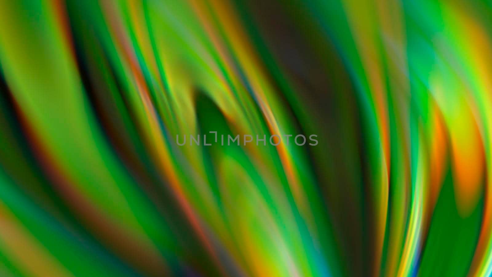 Abstract blurry green background with rainbow glow.