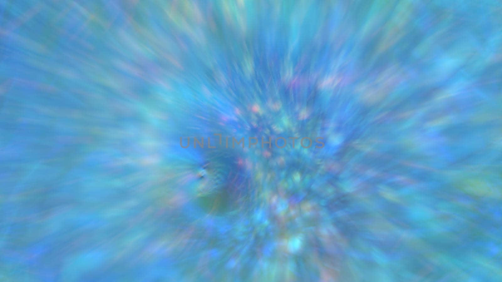 Abstract blue gradient blurred background with rainbow highlights.