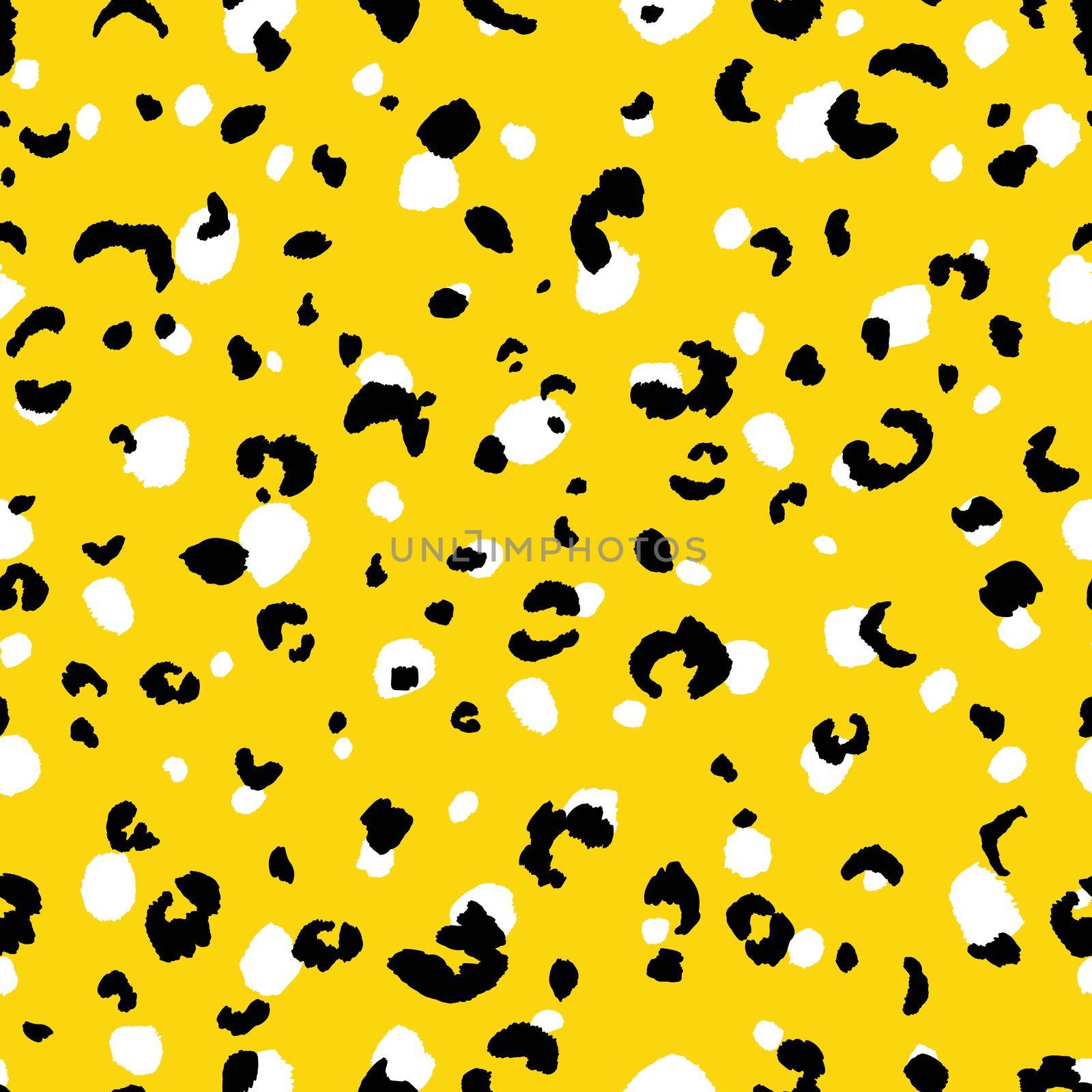 Abstract modern leopard seamless pattern. Animals trendy background. Yellow and black decorative vector stock illustration for print, card, postcard, fabric, textile. Modern ornament of stylized skin by allaku