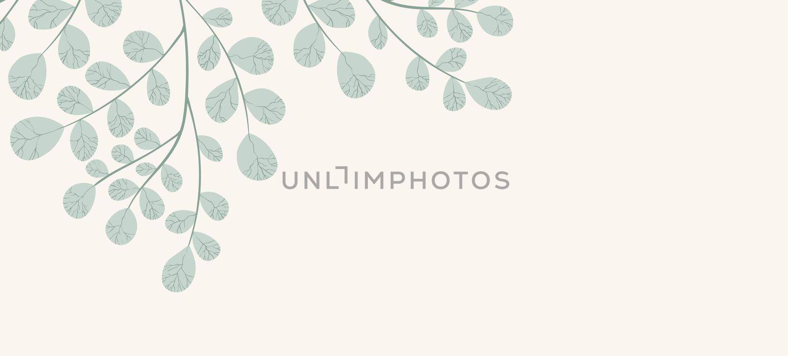 Floral web banner with drawn color exotic monstera leaves. Nature concept design. Modern floral compositions with summer branches. Vector illustration on the theme of ecology, natura, environment.