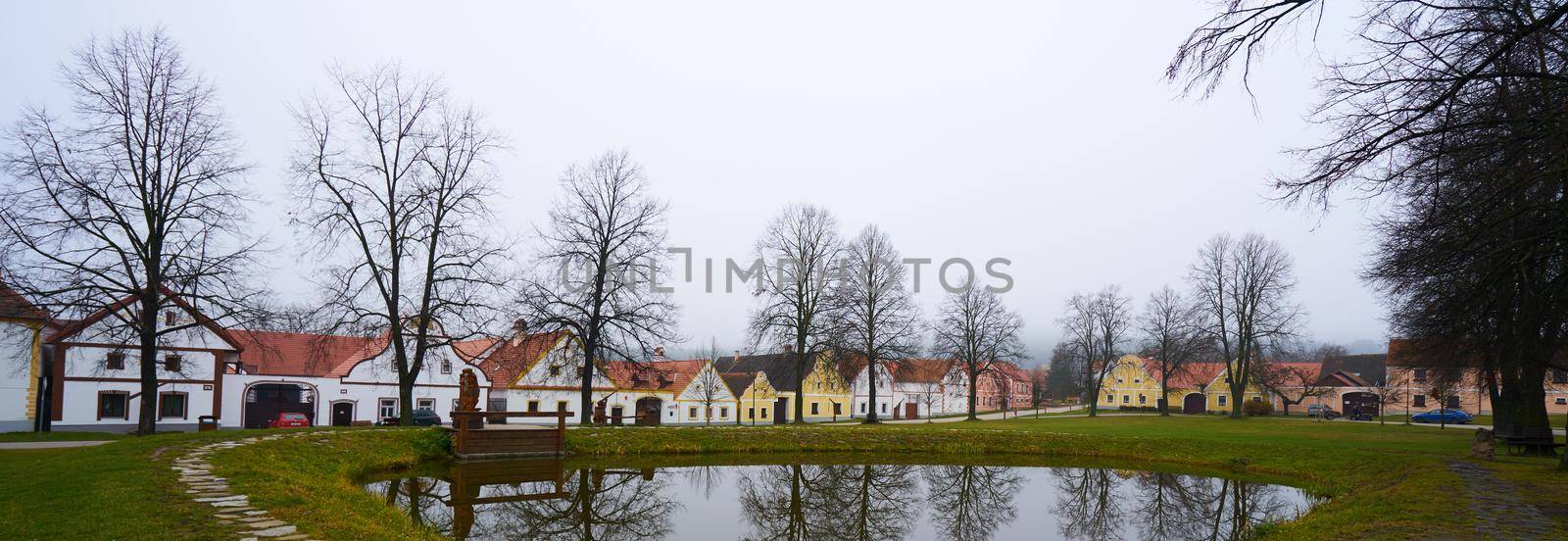 HOLASOVICE,CZECH REPUBLIC - November 24,2019 - View at the Houses in Holasovice. Holasovice is a small historic village located in the south of the Czech Republic
