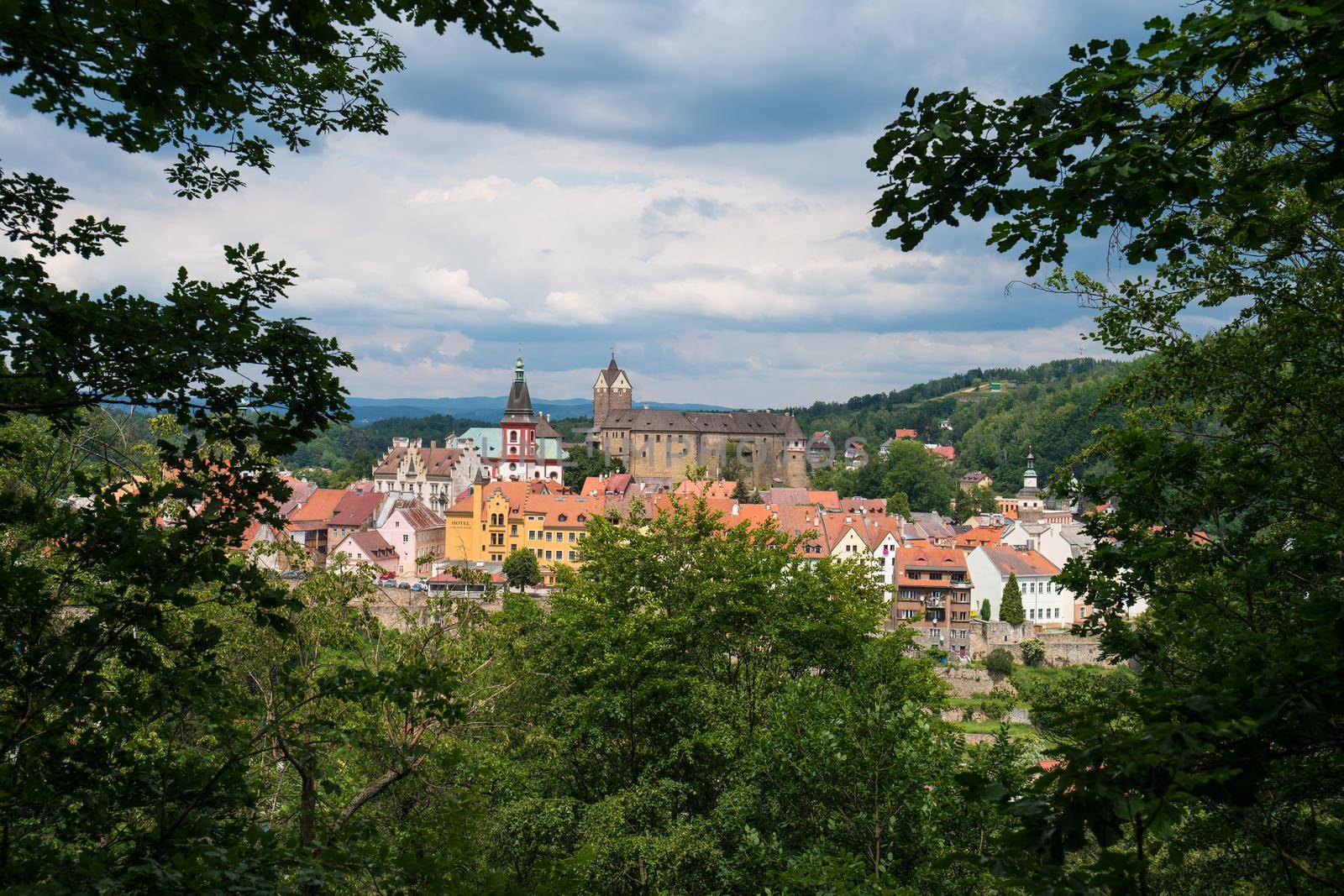 View of Loket Castle and town in summer