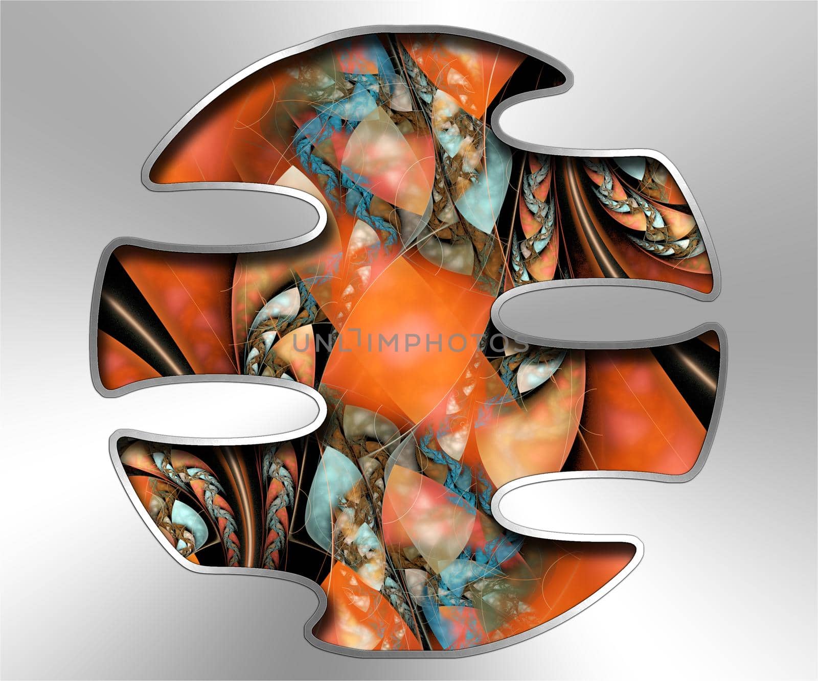 3D illustration of creative fractal artwork combined with silver embellishment by stocklady