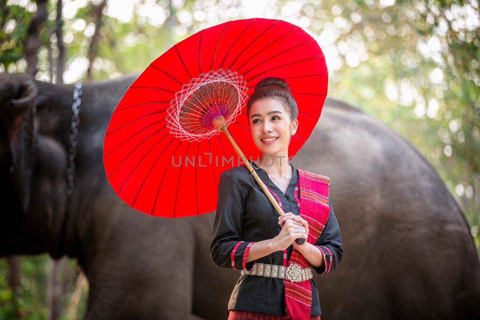 Spirit of Asia,Thailand Countryside; Farmer and elephant on the background of sunrise. Asian culture by chuanchai