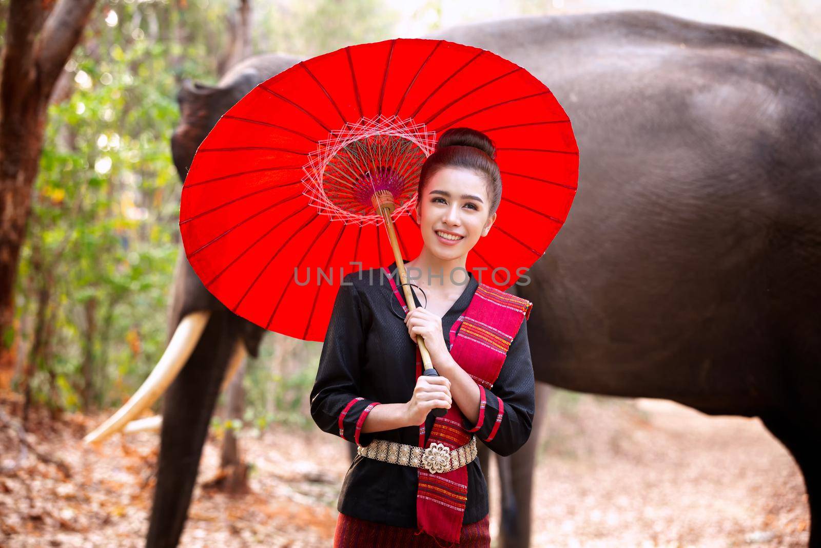 Spirit of Asia,Thailand Countryside; Farmer and elephant on the background of sunrise. Asian culture by chuanchai