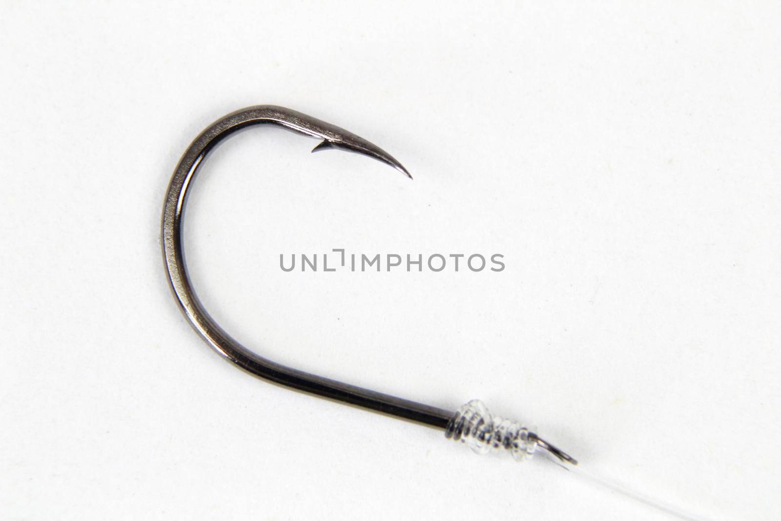 Picture of silver hook on white background