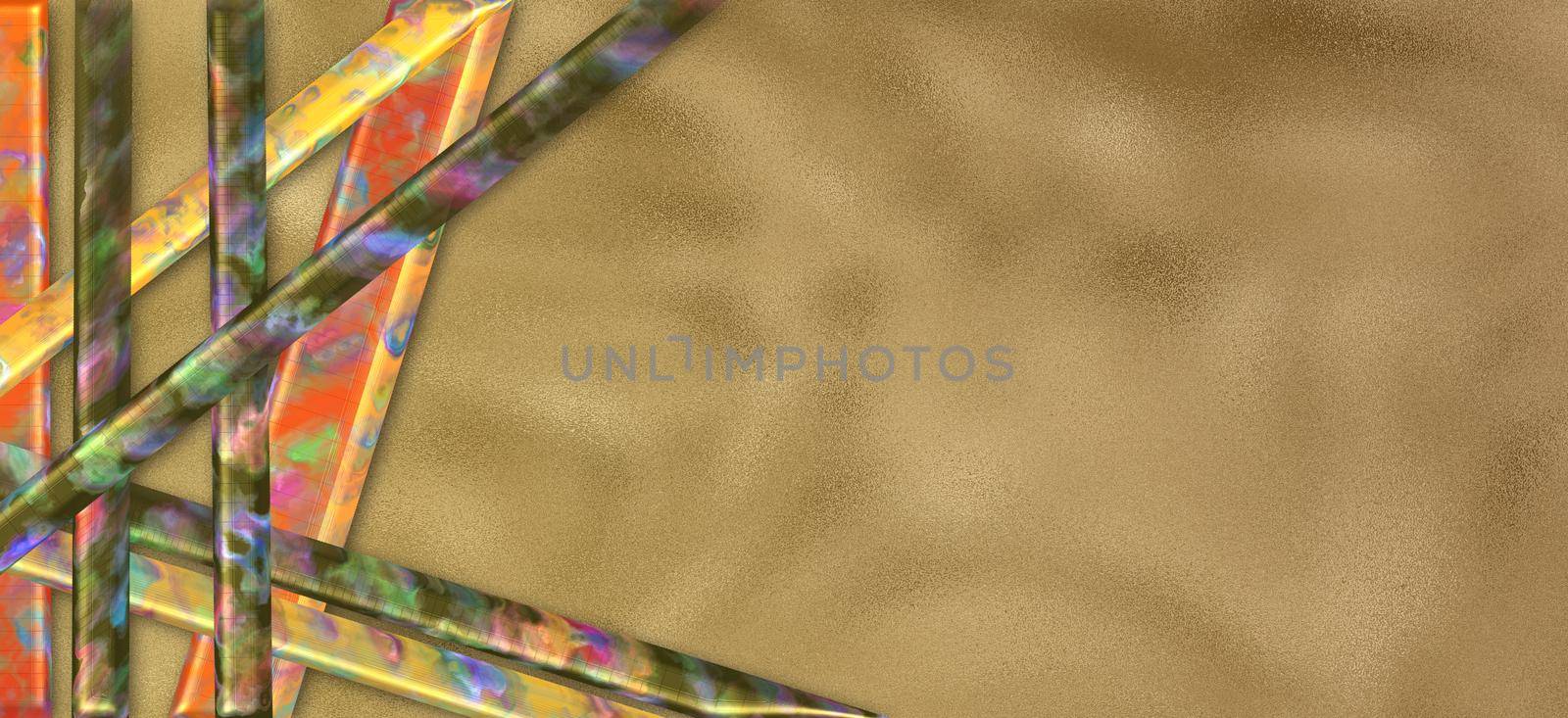 Oriental abstract design template. Mother of pearl chopsticks over shiny gold background. Japanese Chinese style background. Illustration