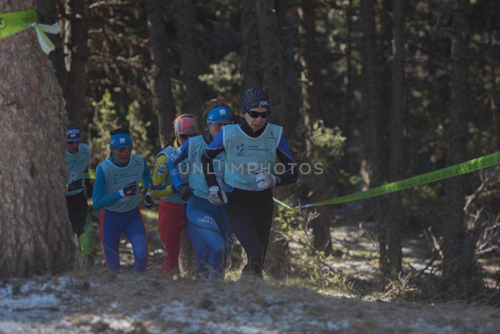 Naturlandia, Andorra : 2021 March 20 : Athletes starting in the 2021 World Triathlon Winter Championships Andorra