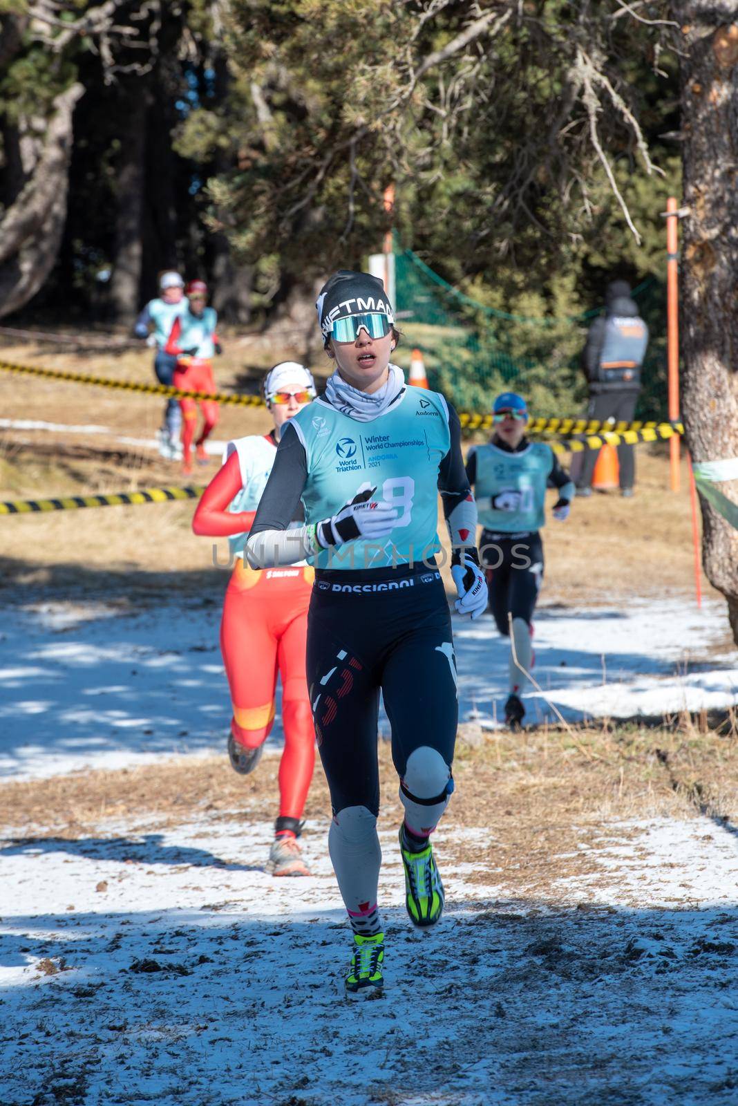 Naturlandia, Andorra : 2021 March 20 : Valeria Kuznetsova RUS in the 2021 World Triathlon Winter Championships Andorra