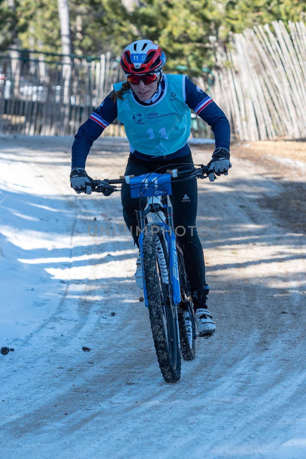 Naturlandia, Andorra : 2021 March 20 : Ségolène Leberon FRA in the 2021 World Triathlon Winter Championships Andorra